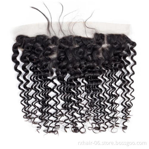 ISEE 13x4/13x6 deep wave human hair lace frontal 100% raw peruvian human hair Water Wave HD Lace Front Closure